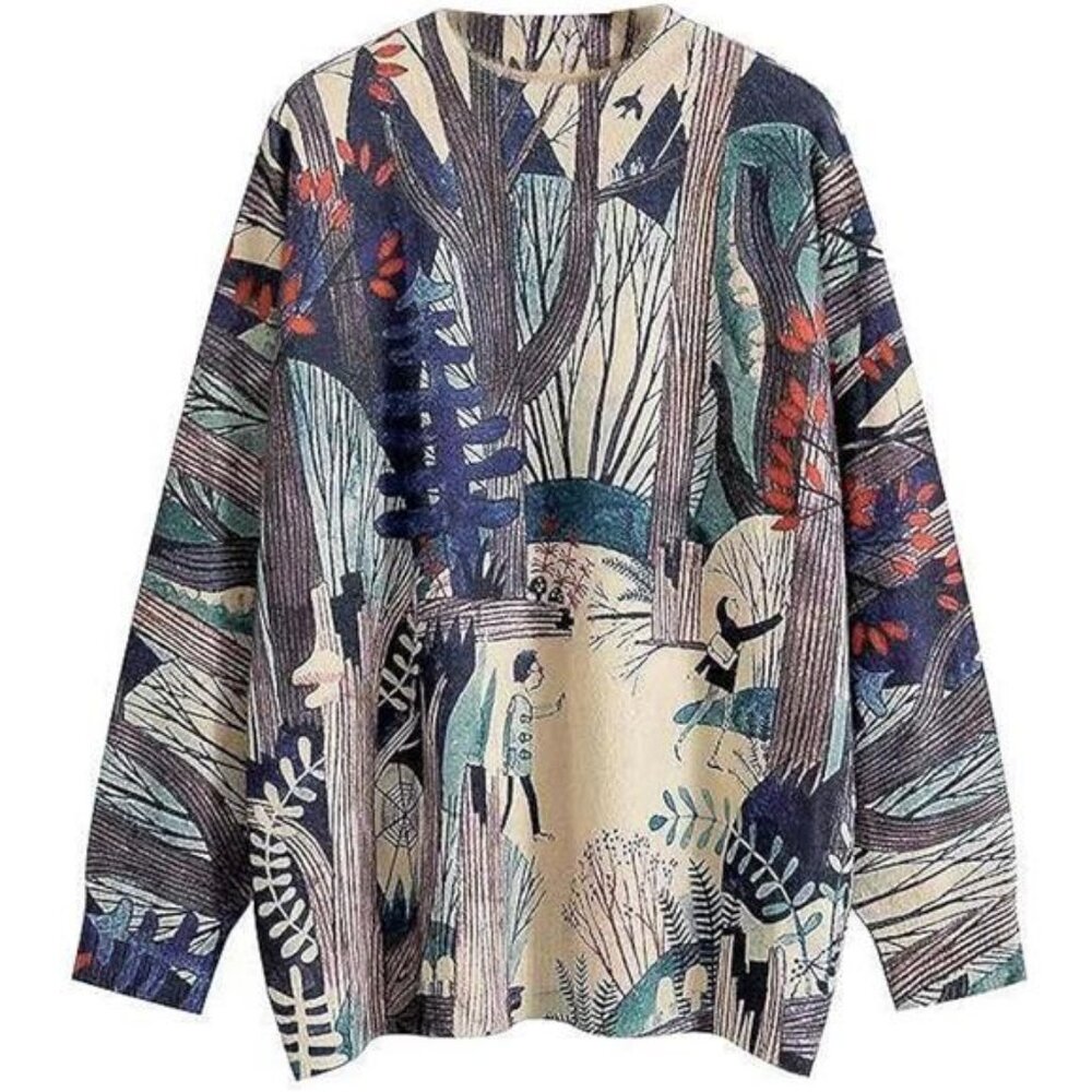 Womens Christmas Sweater Graphic Oversized Pullover Sweaters Casual Loose Long